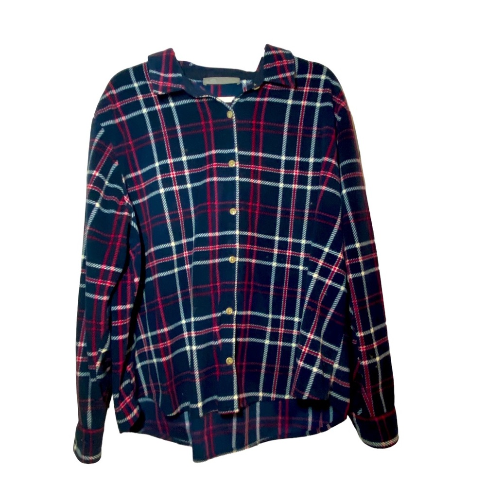 Blue, Red and White Striped Flannel